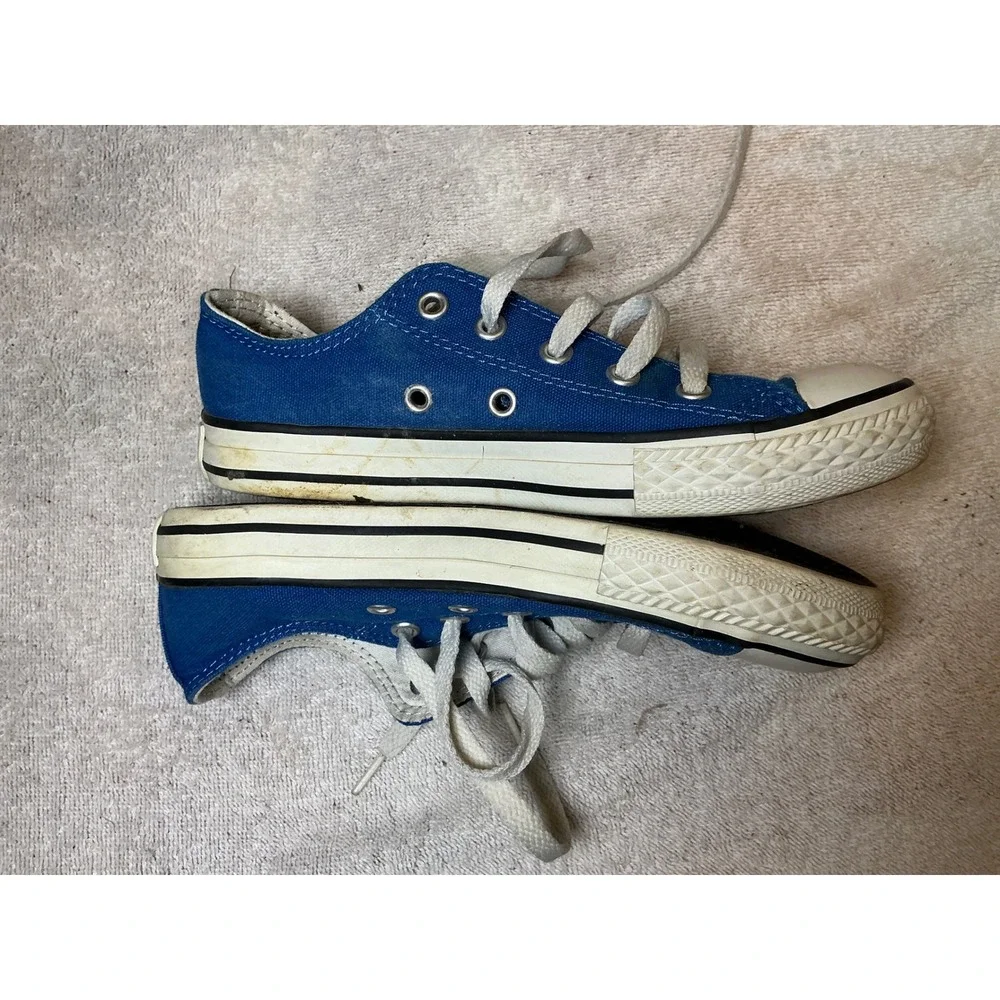 Converse Chuck Taylor All Star Low Top Blue Canvas Youth Sneakers Size 1 317407F